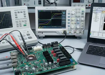 Laboratório de engenharia reversa com osciloscópio e traçador de curvas
